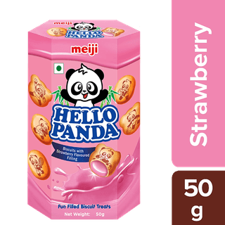 Meiji Hello Panda Biscuits - Creamy Strawberry, 50 G Carton