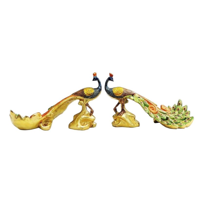 Premium Brass Peacock Statue for Living Room Decoration, Height : 7 Inch (BSMAS1515 A) view 2
