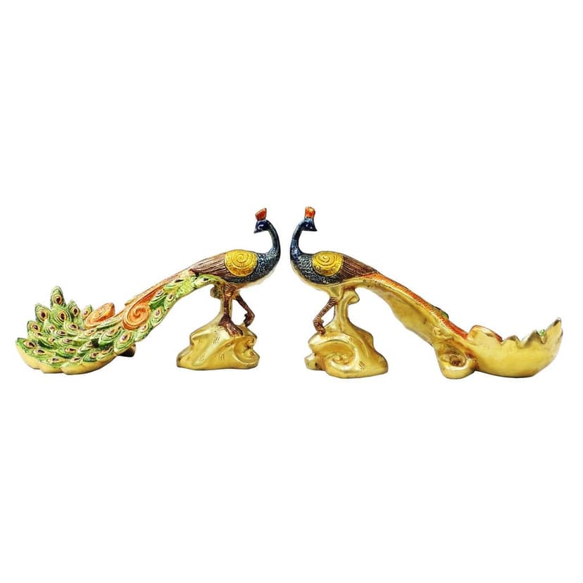 Premium Brass Peacock Statue for Living Room Decoration, Height : 7 Inch (BSMAS1515 A) view 3