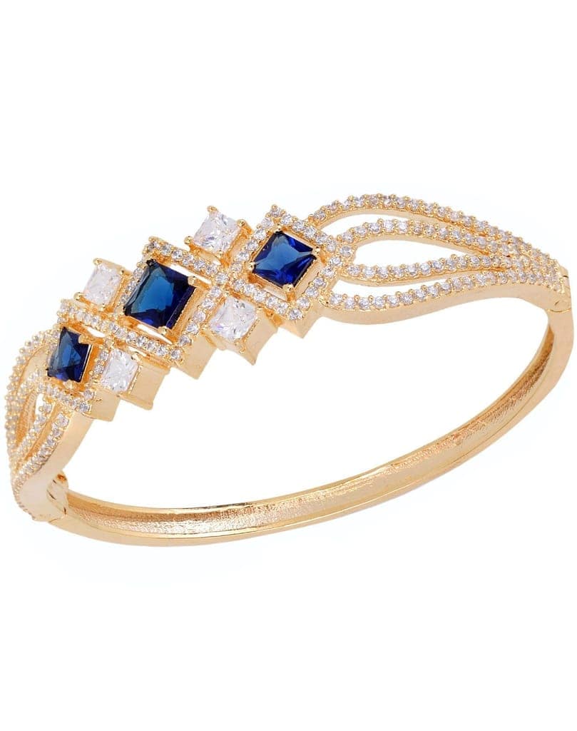 Gold plated Blue AD studded handcrafted stylish Bracelet for Women & Girls view 8