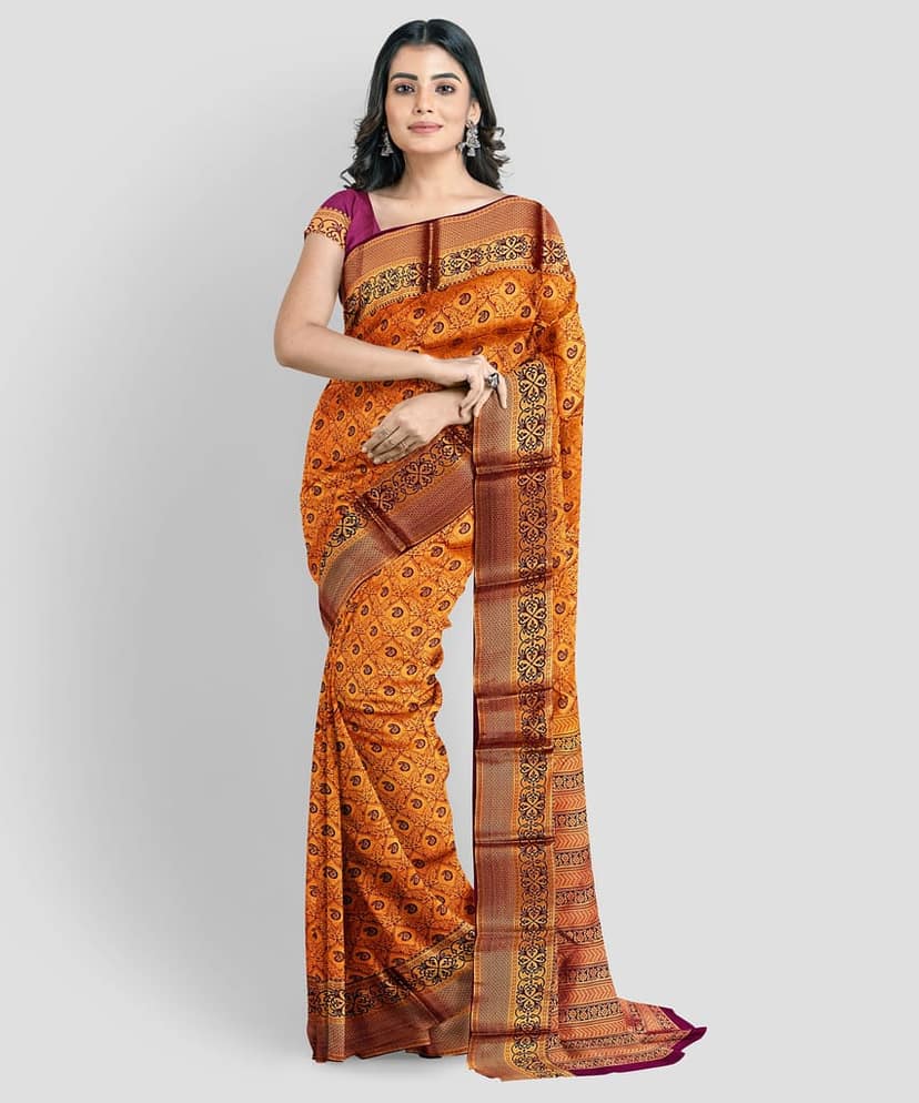 Light Orange Color Beautiful Mango Butta Saree with Unstitched Blouse view 2
