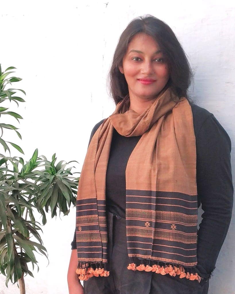 Gold Black Handloom Cotton Stole view 4