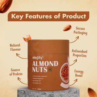 Elegity Plain Almonds - Dry Fruit Papertube|Nutritious & Delicious Badam Almonds, 100 gm