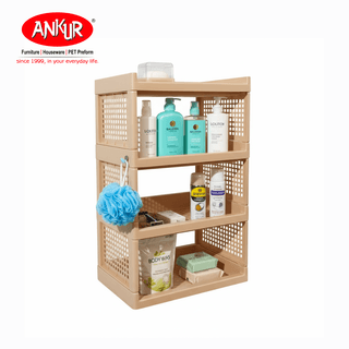 ANKUR Stacko 4 Beige Color/ Bathroom Rack Plastic Wall Shelf