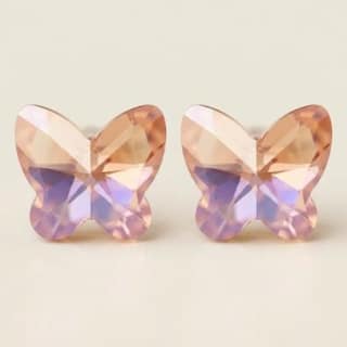 Mint Shimmer Butterfly Crystal Studs - Peach AB | Gold-Tone Anti-Tarnish Imitation Jewellery