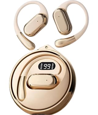 COREGENIX D88 OWS Open Ear TWS Earbuds | 45 Hrs of Playtime | Bluetooth v5.4 with AI-ENC | Skin Friendly Ear Hook | Environmental Awareness | 45ms Low Latency Gaming | IPX5 Water & Sweat Resistant | Beige