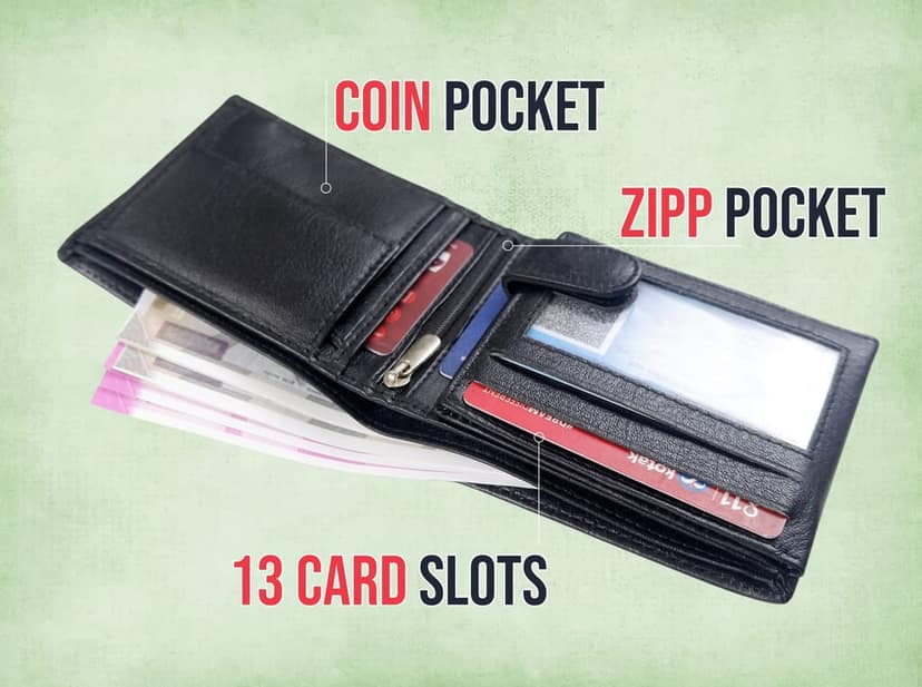 Vital King Men Trendy Black Genuine Leather RFID Wallet (13 Card Slots) view 5