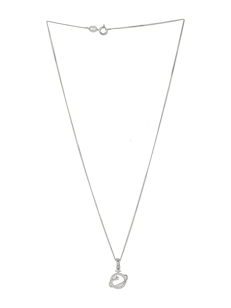 925 Sterling Silver CZ Studded Delicate Orbital Star Pendant necklace & Chain view 4