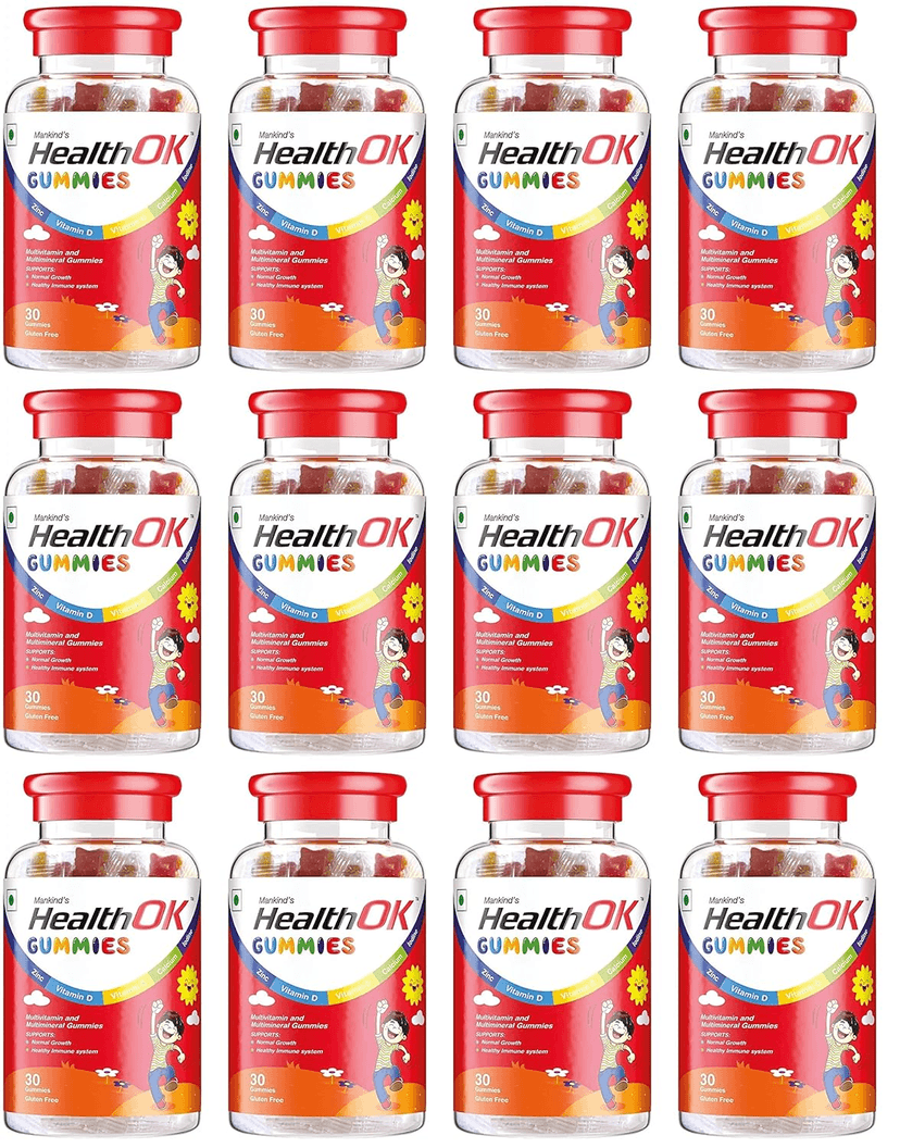 Health Ok Mankind Gummies Multivitamin and Multimineral for Kids Supports Normal Growth Healthy Immune system and Brain Function for 7 -17-year-old Bottle of 30 Gummies xPack of 12 view 2