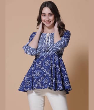GOD BLESS - Blue Rayon Women's A-Line Top ( Pack of 1 )