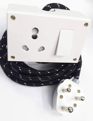 Tia 16 ampere 1 Sockets Power Extension 5 m Cloth Black Cord, Anchor Socket and Plug