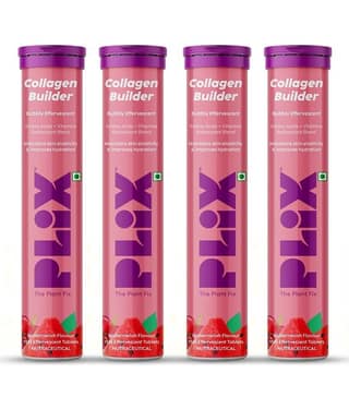 Plix Collagen Builder Effervescent For Improved Skin Elasticity & AntiAgeing(4 x 15 Tablets)