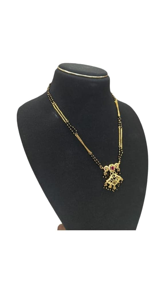 Black Beads Mangalsutra with Gold Pendant for Women