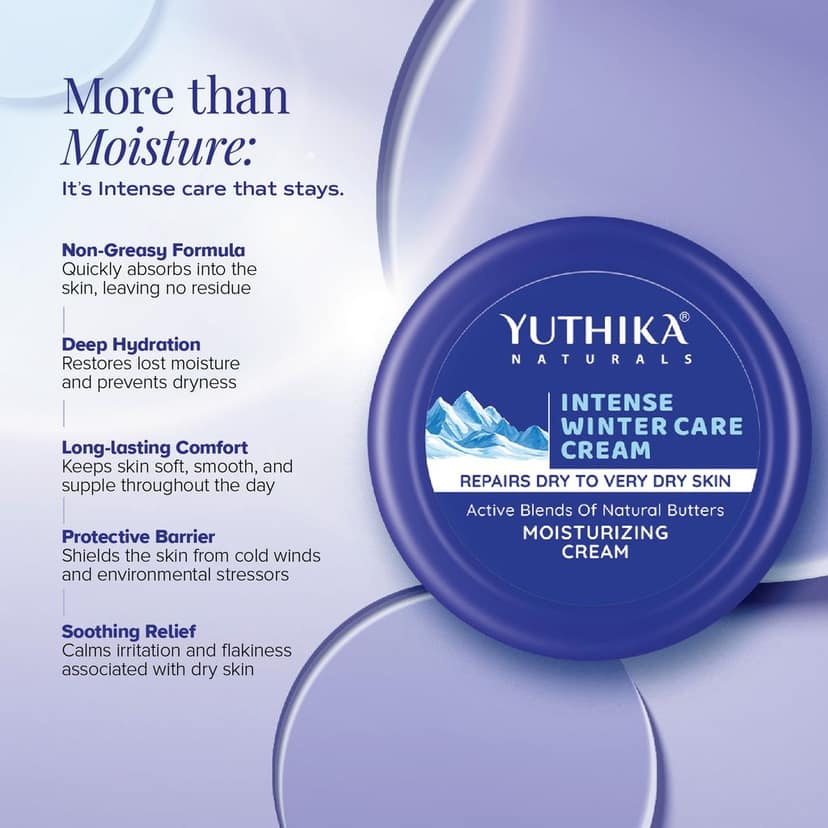 Yuthika Intense Winter Care Cream 100ml, Non Greasy Daily Moisturizing Cream for Dry to Very Dry Skin, Face Moisturizer view 6