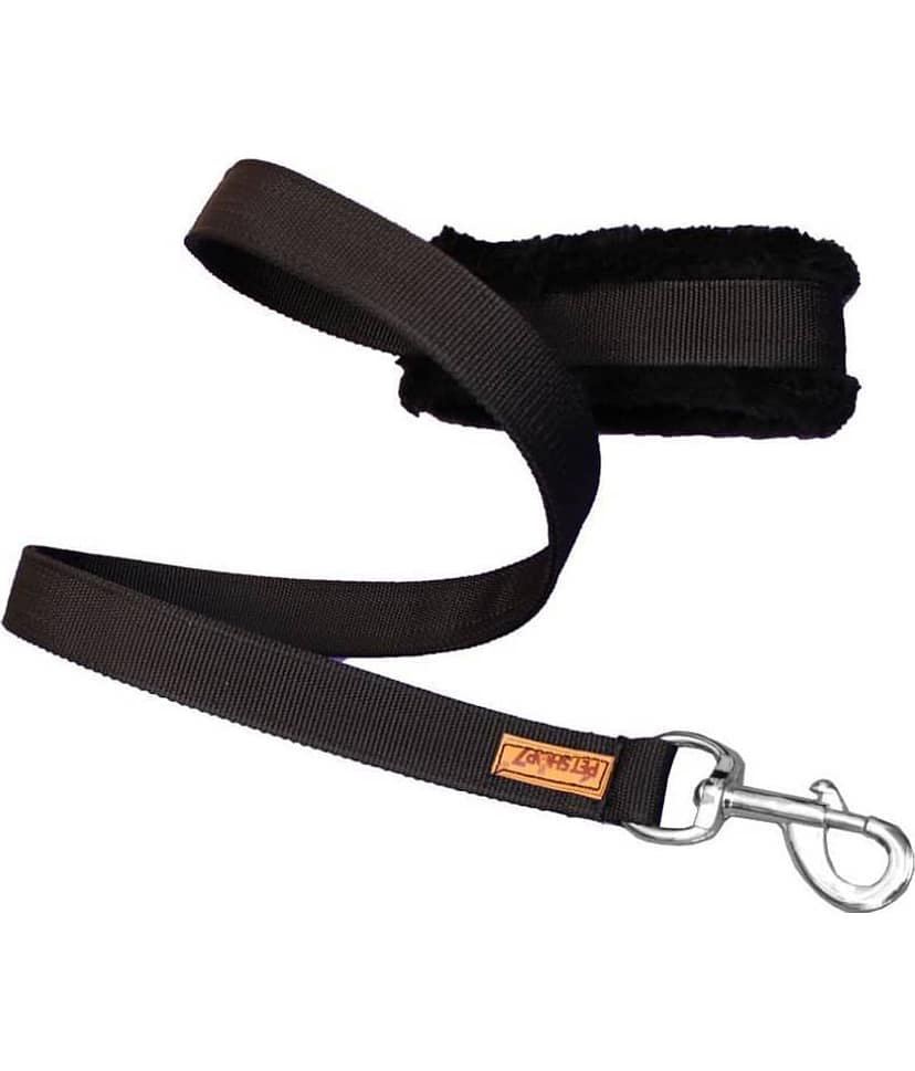 Petshop7 Nylon Dog Harness , Dog Collar & Leash Set with Fur Large(Chest Size - 29 - 35inch) Black view 4