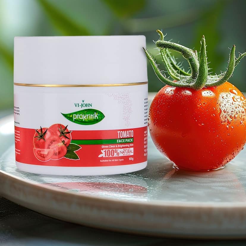 VI-JOHN Prakritik Tomato Face Pack for Men & Women | 100g | Clear & Brightening Skin | 100% Natural Bio Actives | Cruelty-free | Paraben Free | Vegan | Dermatologist Approved | All Skin Types view 3