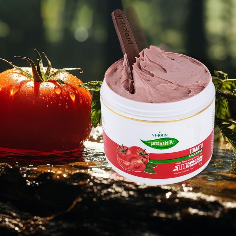 VI-JOHN Prakritik Tomato Face Pack for Men & Women | 100g | Clear & Brightening Skin | 100% Natural Bio Actives | Cruelty-free | Paraben Free | Vegan | Dermatologist Approved | All Skin Types view 4