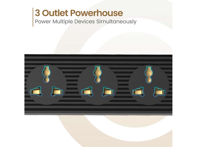 Portronics Power Plate 21, 1.5 Metres Cord, Over-voltage Protection, 3 Universal Sockets, Fire-Resistant Build view 2