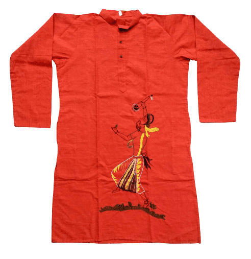 Vintage Folk Designed Kantha Stitched Pure Cotton Kurta for Men view 3
