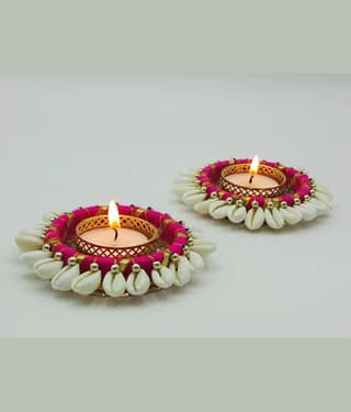 THRIFTKART Floor Brass Tea Light Holder - Pack of 2