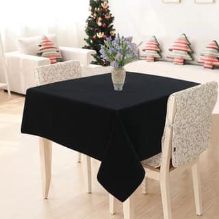 AIRWILL 100% Cotton Solid Pattern 2 Seater Square Table Cover Sized, 36x36 inches (Black, Pack of 1)