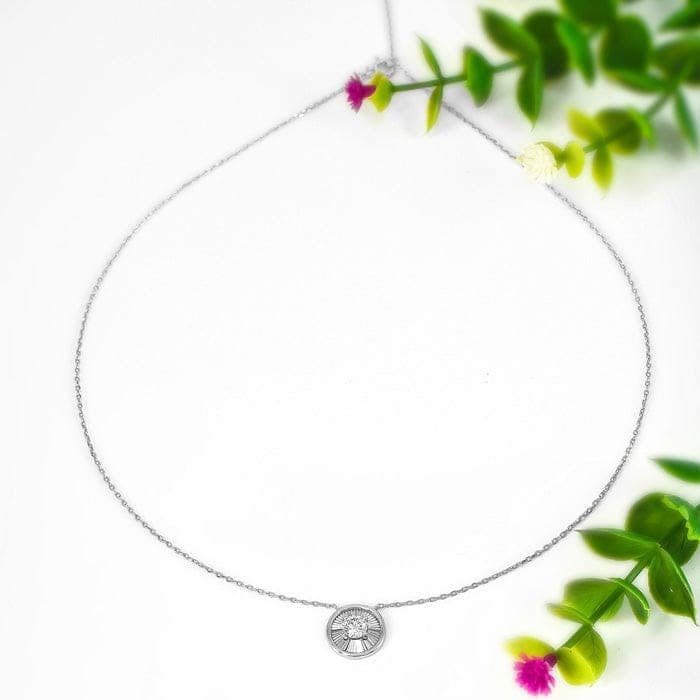Silver Stone Rim Necklace view 3