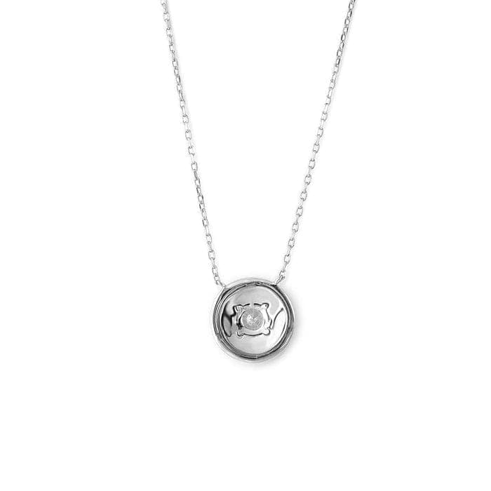 Silver Stone Rim Necklace view 5