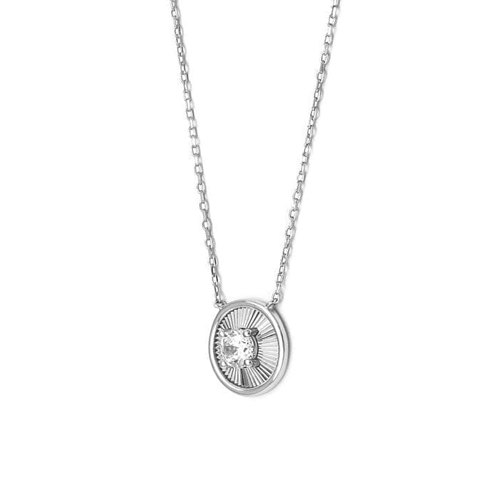 Silver Stone Rim Necklace view 6