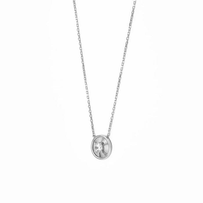 Silver Stone Rim Necklace view 7
