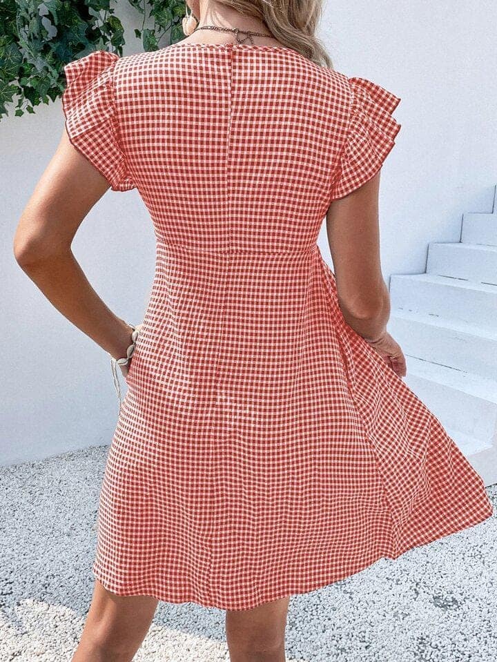Elchic Ruffle Sleeves and Square Neck Mini Dress view 2