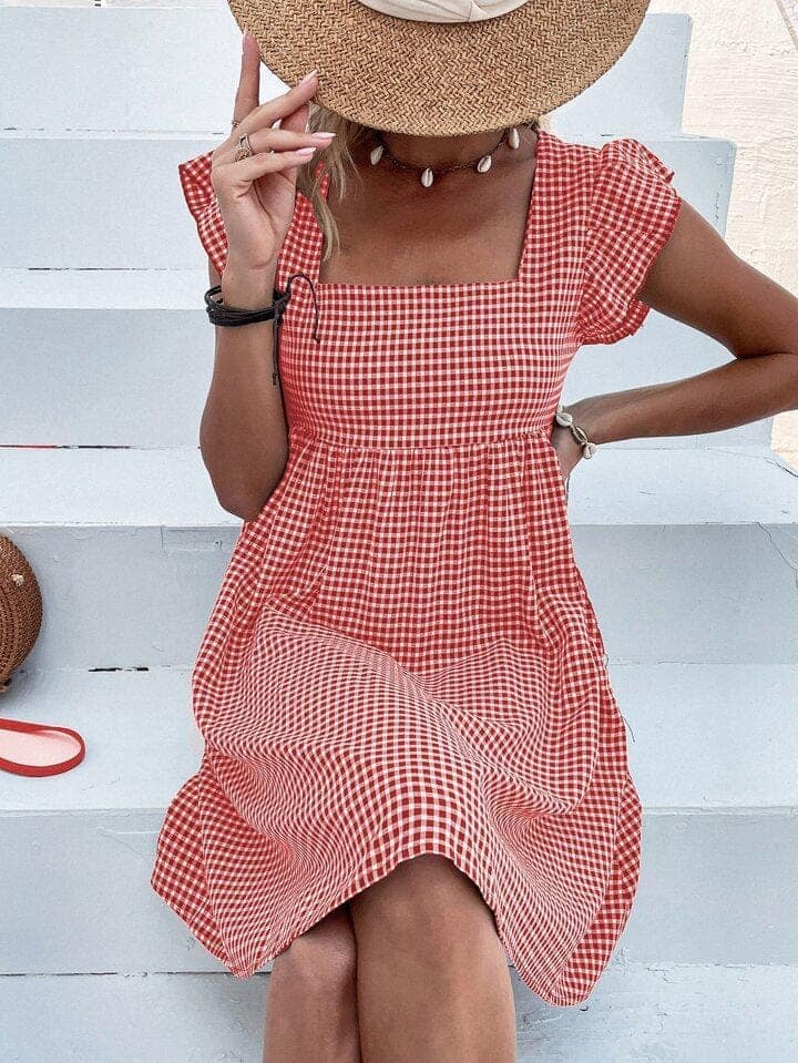 Elchic Ruffle Sleeves and Square Neck Mini Dress view 4