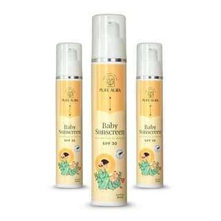 Pure Aura Baby Sunscreen 50 gm | SPF 30 Kids Sunscreen | 100% Mineral & Ayurvedic | Chemical-Free | Outdoor Safe | Sensitive Skin Friendly |