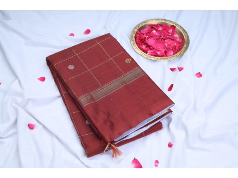 Brown Handloom Kanchipuram Silk Pattu Saree