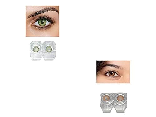 GREEN AND HONEY MD SPARKLE 2 PAIR MONTHLY COLOR CONTACT LENS WITH CASE, LENS HOLDER AND 60 ML SOLUTION (PACK OF 2 PAIR)