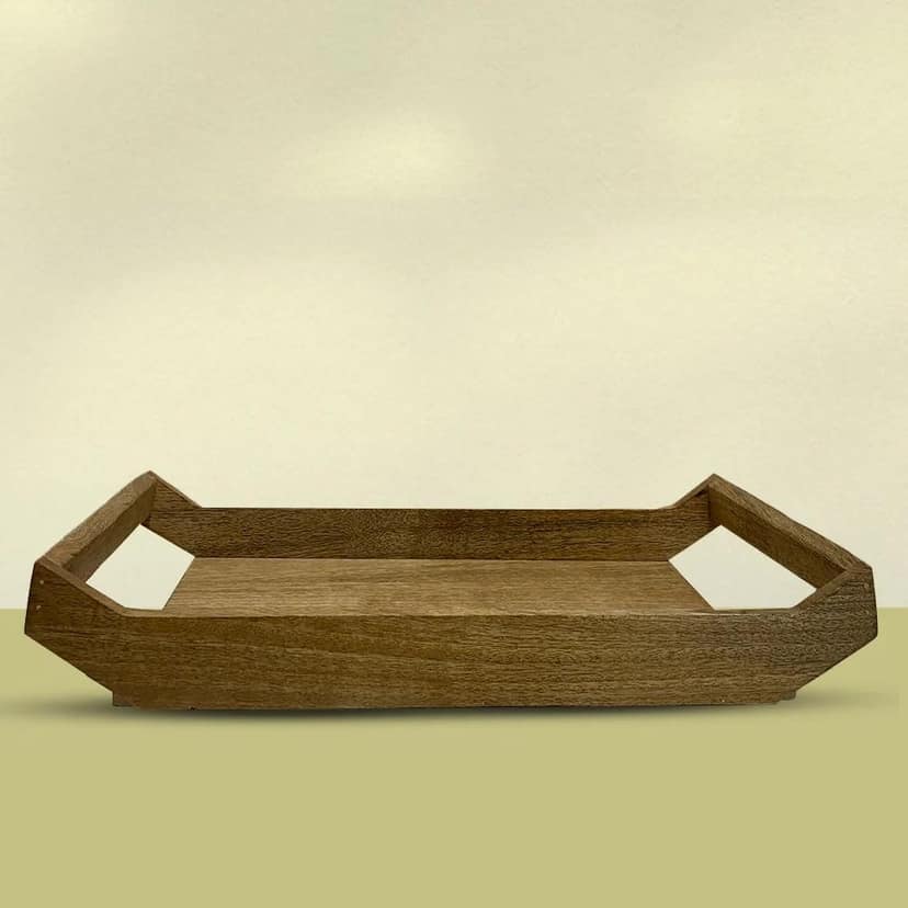 Premium Handcrafted Rectangular Wooden Tray view 2