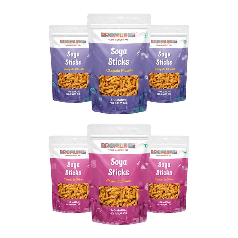 PROMUNCH Combo Pack - Soya Sticks (Chatpata Masala , Cream Onion) - 30g Each view 9
