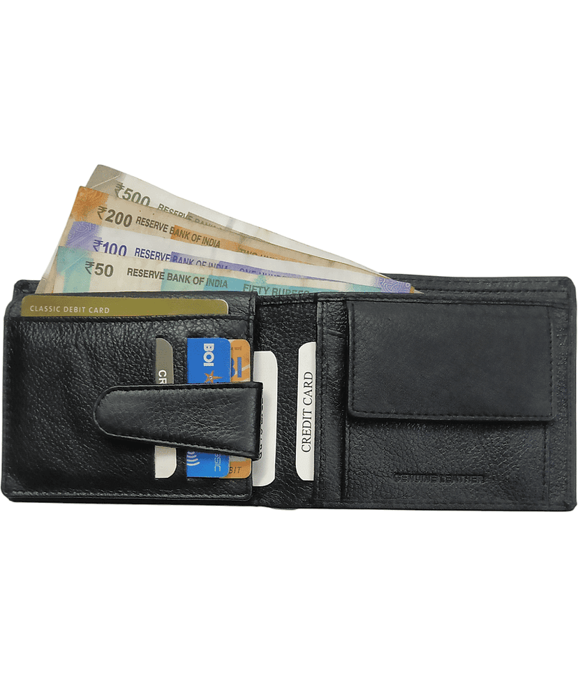 COCO ROYAL 100% Leather Solid Men's Two Fold Wallet With 9 Slots For Card ( Black , Pack of 1 ) view 2
