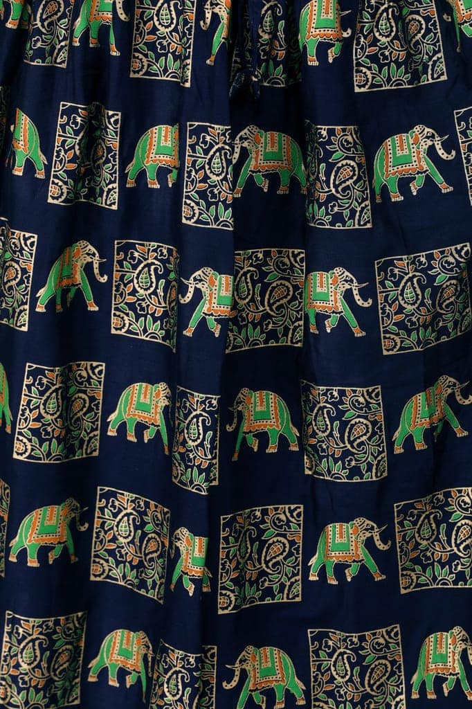 Moonlit-Ocean Digitally Printed Casual Skirt with Motifs of Elephants And Flowers From Pilkhuwa view 5