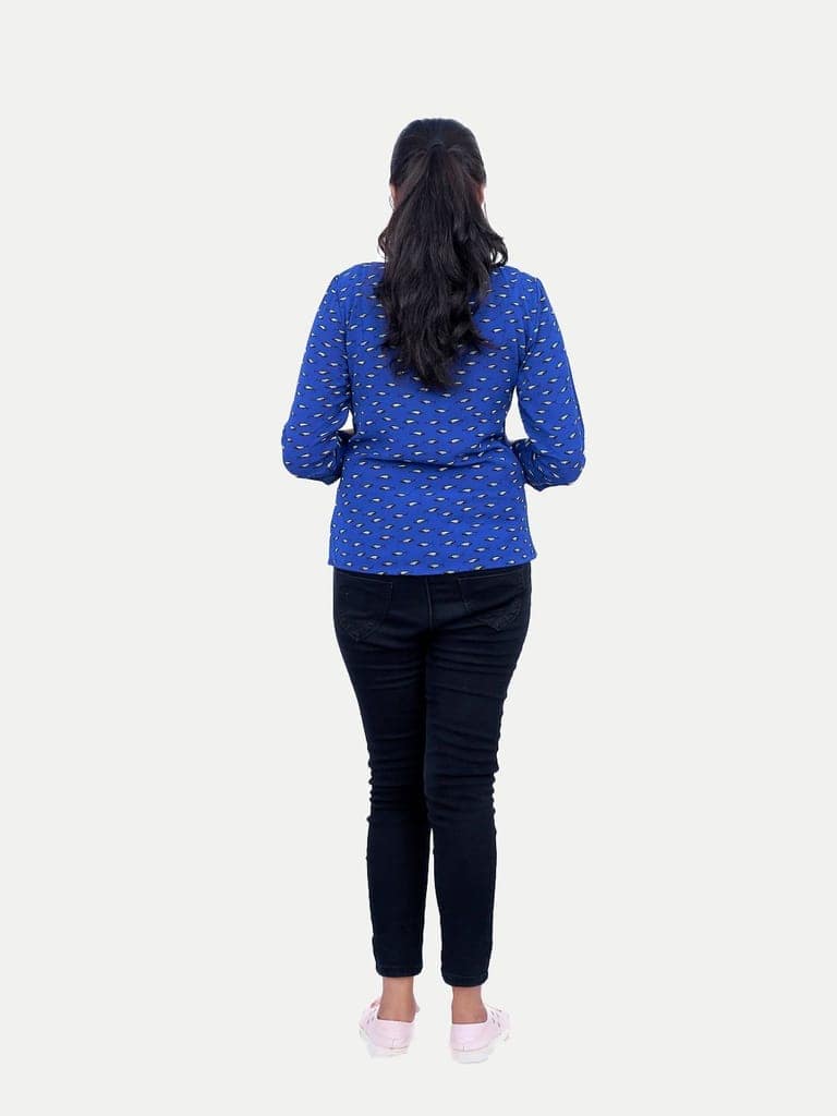 Women Royal Blue Printed Blouse view 4
