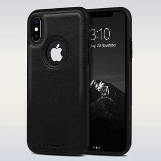 LIRAMARK PU Leather Flexible Back Cover Case Designed for iPhone X/Xs