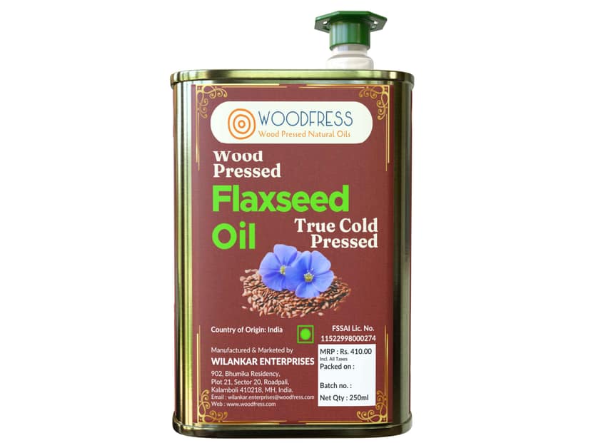 WOODFRESS Flaxseed Oil Cold Pressed - 250 ml, Omega 3 Alsi Oil, Linseed Oil, Javas/Jawas Alsi ka Tel for Cooking, Wood Pressed Flax Seed Oil - 250ml view 2