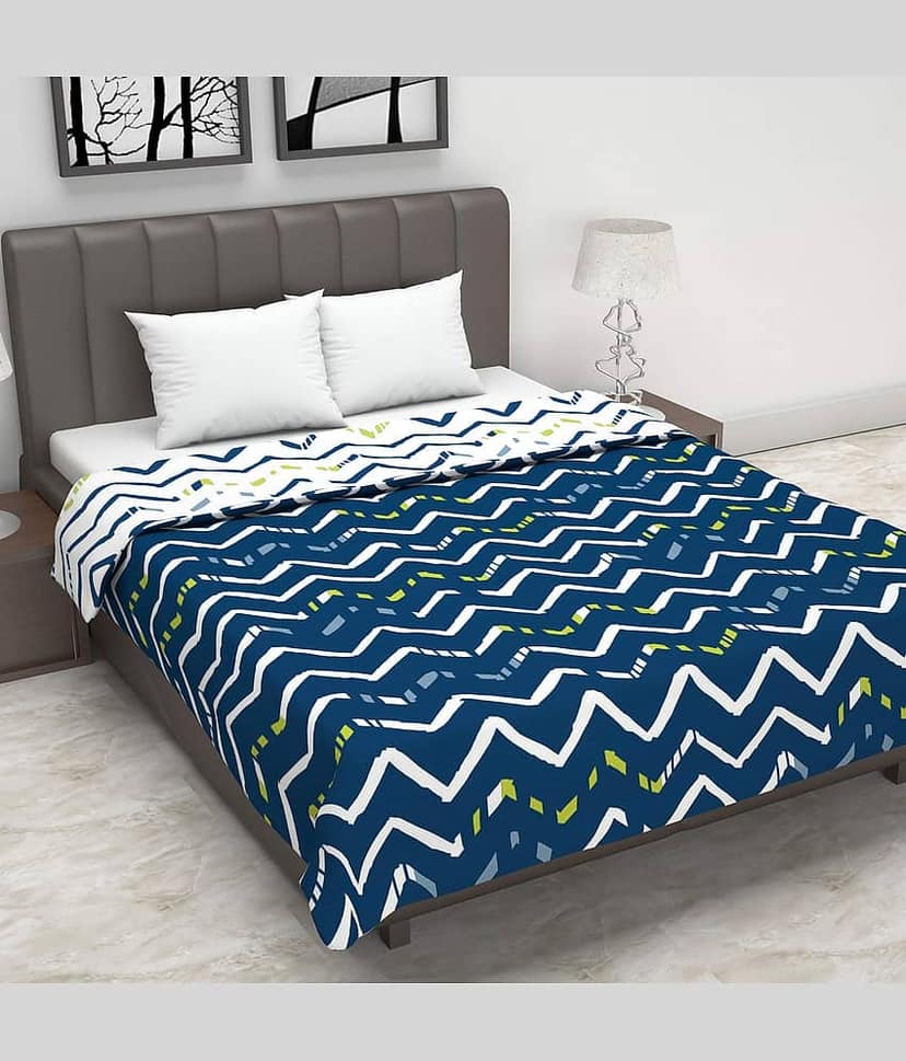 DIVINE CASA Double Polyester Blue Abstract Dohar