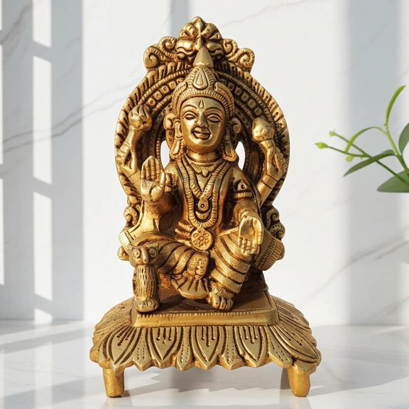 Brass Laxmi on Chowki Idol - Divine Goddess Statue Showpiece, Length : 4.5 Inch (BSMAS1600 L)