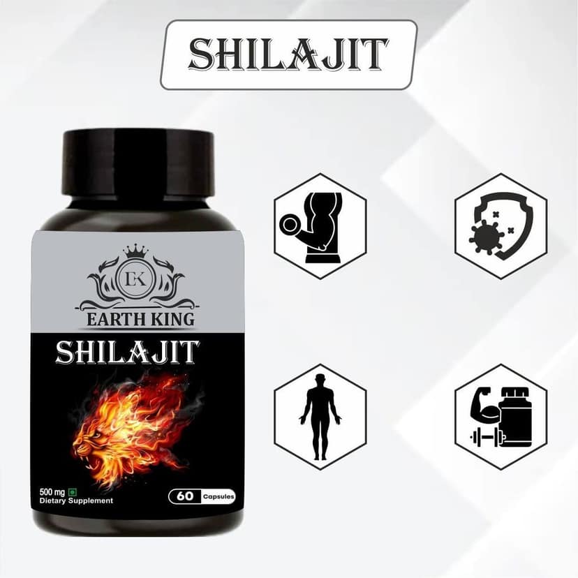 EARTH KING Shilajit/Shilajeet Capsule Supports Strength, Stamina & Energy - 500mg 60 Capsules (Pack of 1) view 2