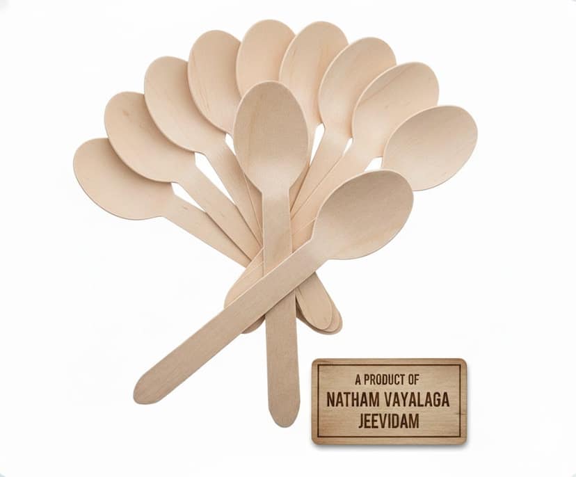 100% Natural & Biodegradable Wooden Spoon (pack of 100 pcs) view 2