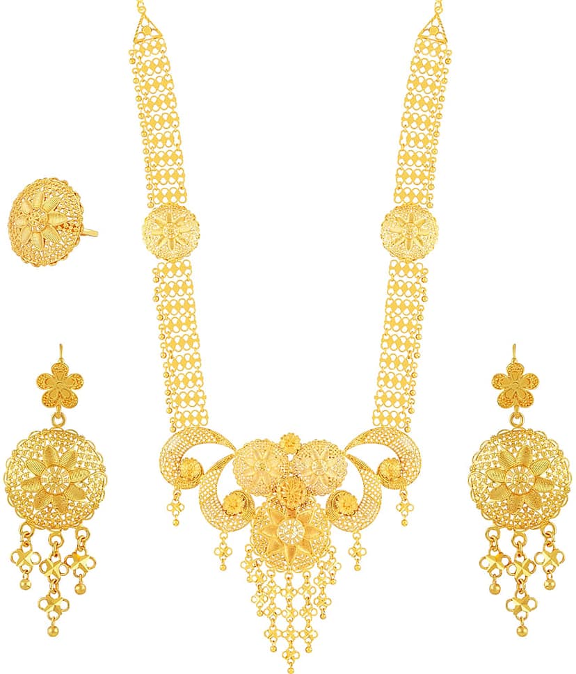ShreejiHuff Alloy Golden Traditional Necklaces Set view 2