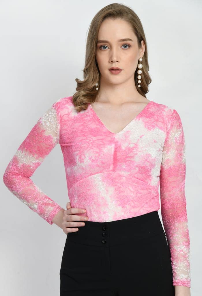 Women Trendy Luminous Lace Sheath Party Top