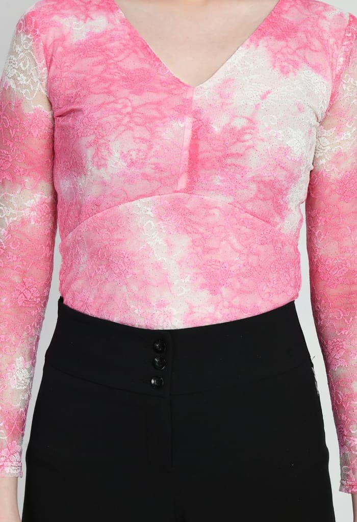 Women Trendy Luminous Lace Sheath Party Top view 5
