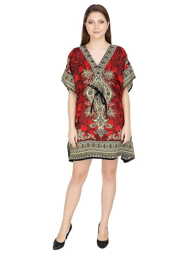 Ukal Women Fashion Short Kaftan Paisley Prined Tunic Tank Top Night Kaftan