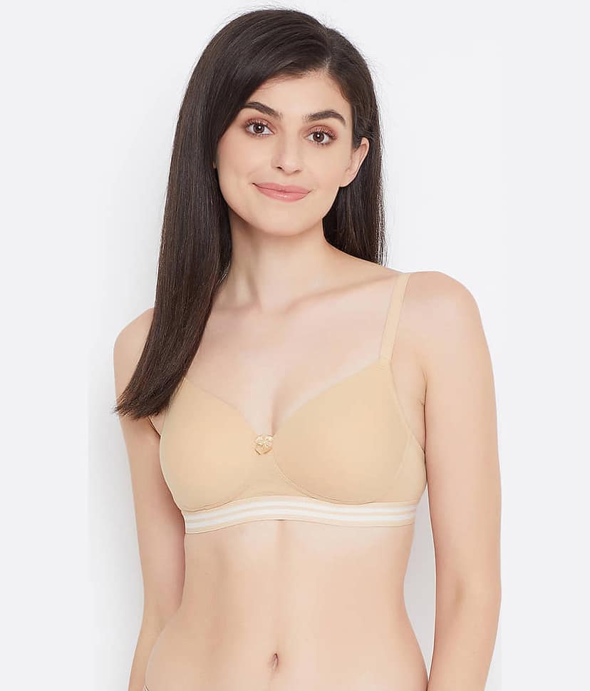 Clovia Cotton Women's T-Shirt Bra ( Beige ) view 2